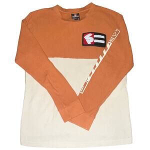 South Pole Y2K Orange Waffle Knit Long Sleeve Men's Shirt S Big Logo